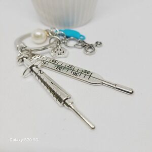 Nurse Keychain Syringe Thermometer Stethoscope Medical Charm Gift for‎ Doctor